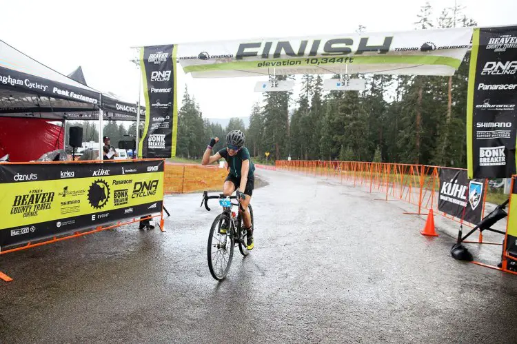 Janel Holcomb didn't escape the rain, but she did outlast her competitors. 2017 Crusher in the Tushar © C. Fegan-Kim