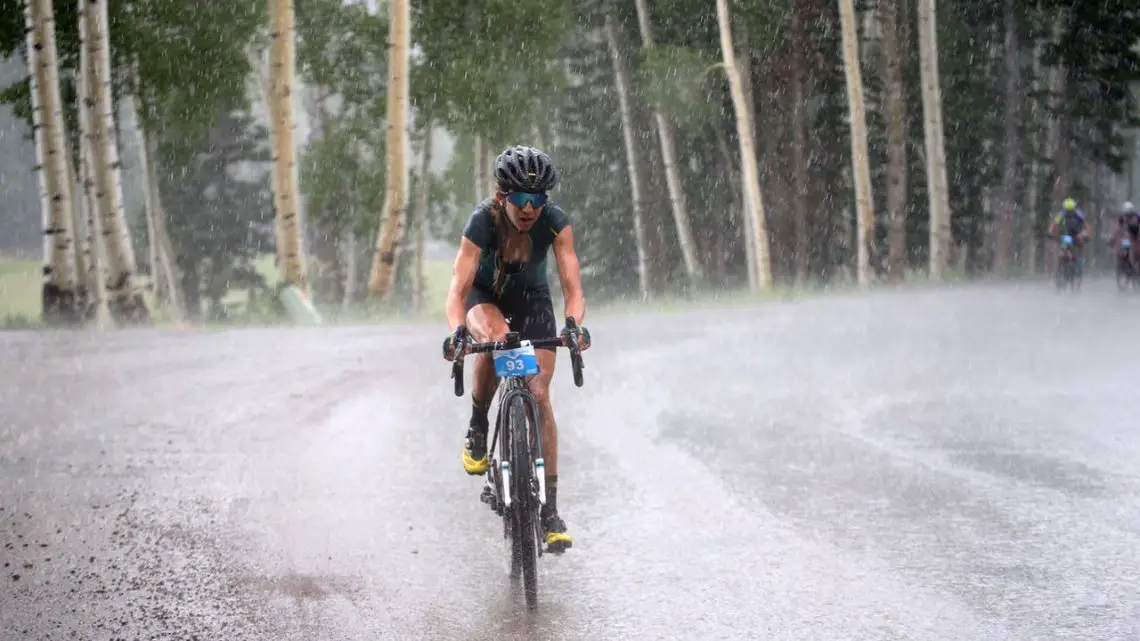 The rain came in hour five, making the road tougher for Women's winner Janel Holcomb and much of the field. 2017 Crusher in the Tushar © C. Fegan-Kim
