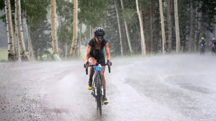 The rain came in hour five, making the road tougher for Women's winner Janel Holcomb and much of the field. 2017 Crusher in the Tushar © C. Fegan-Kim