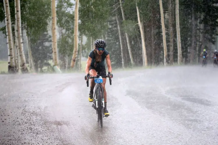 The rain came in hour five, making the road tougher for Women's winner Janel Holcomb and much of the field. 2017 Crusher in the Tushar © C. Fegan-Kim