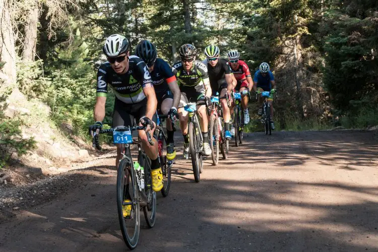 Ben King led the Men's Elite group early on, but faced a rough road when the road got rough on the Col d'Crush. 2017 Crusher in the Tushar © C. See