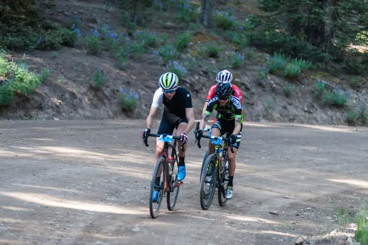 Rob Squire, Todd Wells and Keegan Swenson rode together at the front for a while. 2017 Crusher in the Tushar © C. See