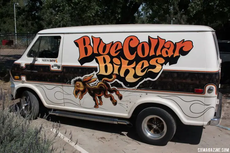 Robert Ives' Blue Collar Bikes iconic van got just as much attention as his bike. © Cyclocross Magazine
