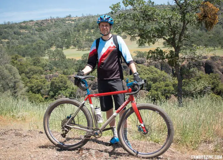 John Caletti and his creation: a titanium monster cross bike. 2017 Paul Camp. © Cyclocross Magazine