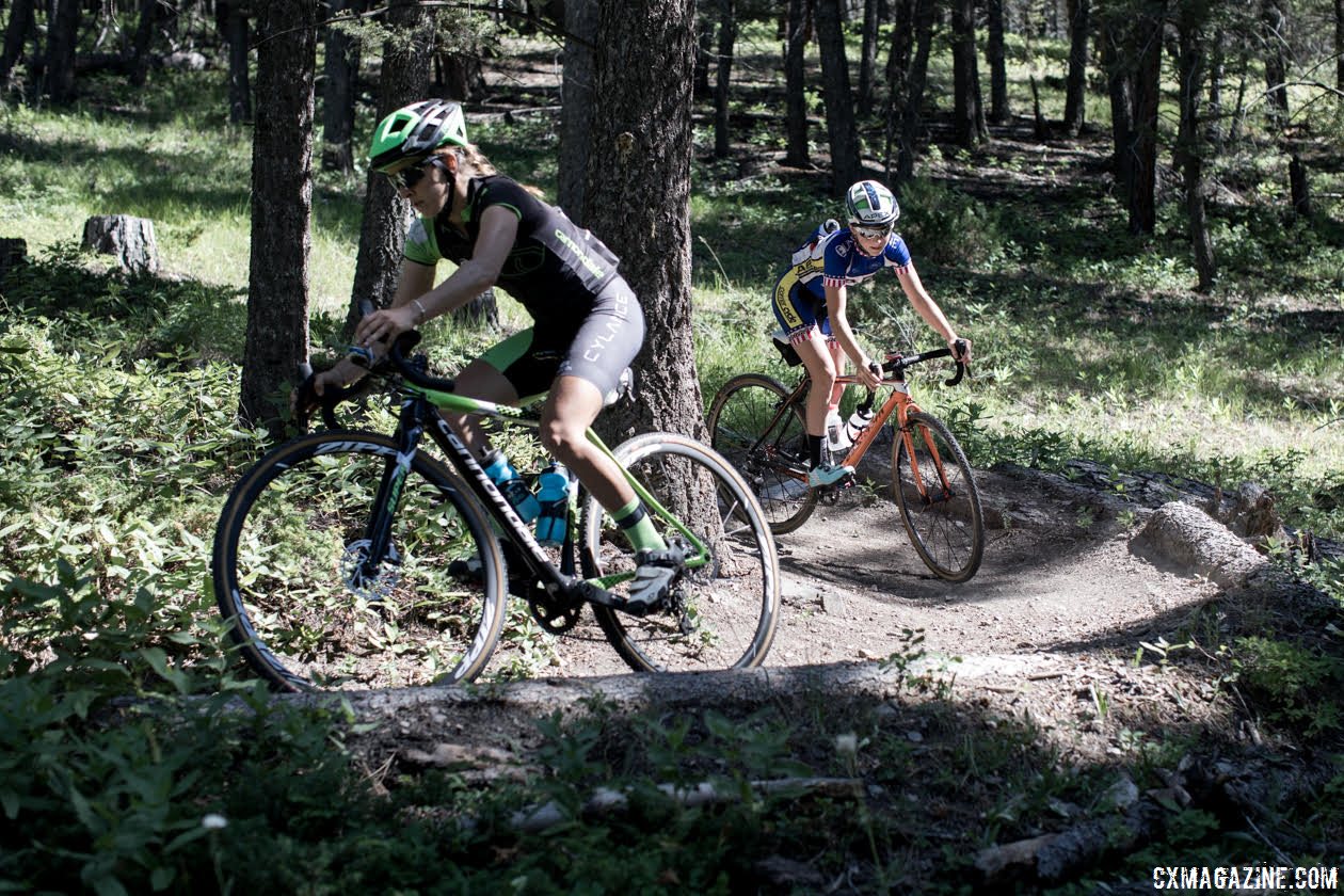 Riding singletrack can help you develop technical skills. Montana Cross Camp, Women, 2017. © Tom Robertson
