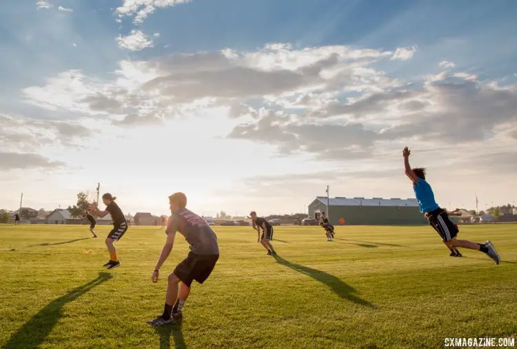 The campers practice jumps, and improve by leaps and bounds by the end of camp. Morning workout, 2017 Montana Cross Camp © Cyclocross Magazine