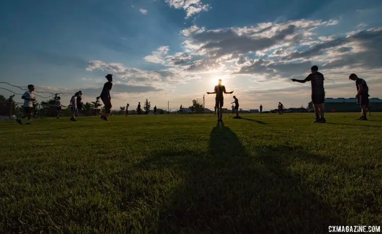 Jumping rope gets the blood flowing. 2017 Montana Cross Camp © Cyclocross Magazine