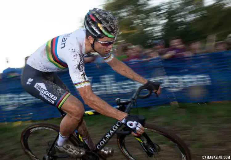 Wout van Aert poured it on late to take his second-straight World Cup. 2016 Jingle Cross cyclocross festival. © A. Yee / Cyclocross Magazine