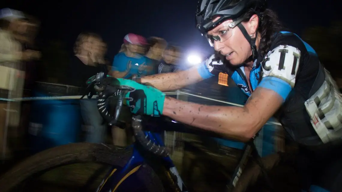 Rebecca Gross ran to a 9th place finish on Friday night. 2016 Jingle Cross cyclocross festival. © A. Yee / Cyclocross Magazine