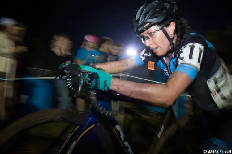 Rebecca Gross ran to a 9th place finish on Friday night. 2016 Jingle Cross cyclocross festival. © A. Yee / Cyclocross Magazine