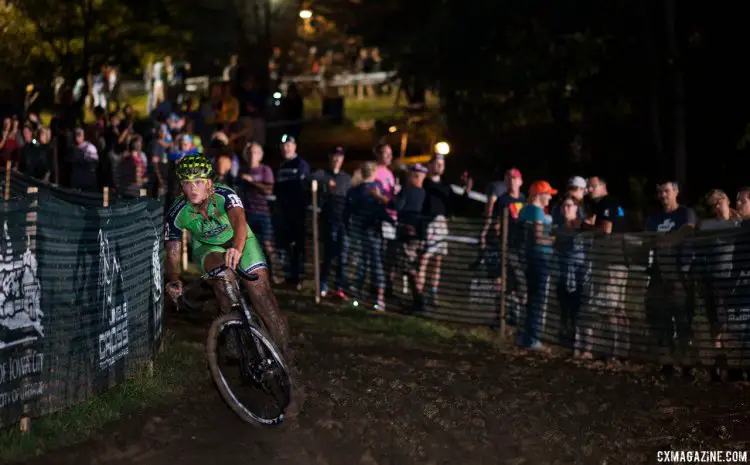 Friday night's C2 race was a slippery, muddy affair. 2016 Jingle Cross cyclocross festival. © A. Yee / Cyclocross Magazine