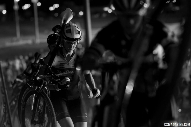 Maximenko following wheels and footsteps. 2017 CrossVegas, Elite Women. © A. Yee / Cyclocross Magazine