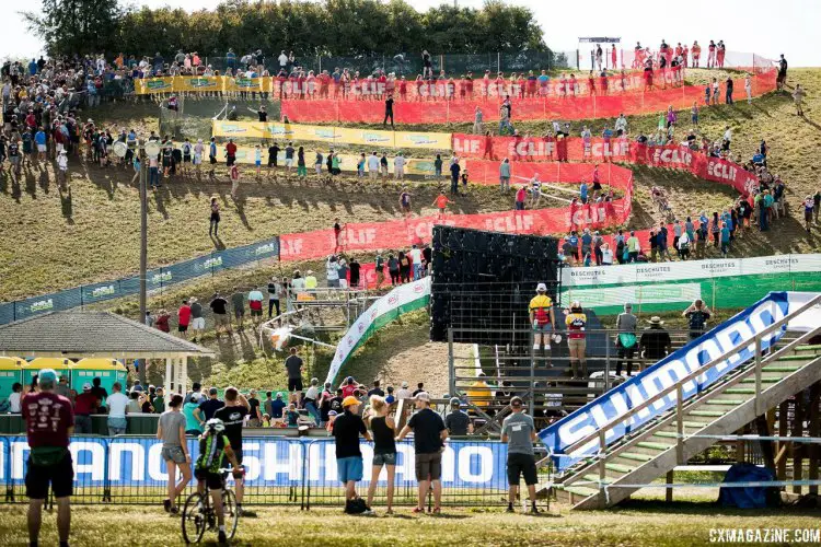 Fans wait for the World Cup races to start on Mt. Krumpit. 2017 Jingle Cross World Cup, Elite Men. © J. Curtes / Cyclocross Magazine