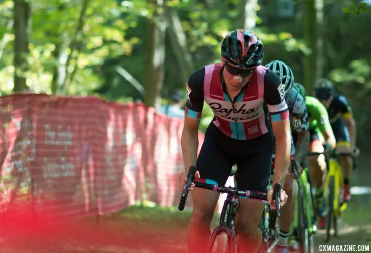 Jeremy Powers cited heat as a challenge but had a late surge to finish 27th. 2017 Jingle Cross World Cup, Elite Men. © A. Yee / Cyclocross Magazine