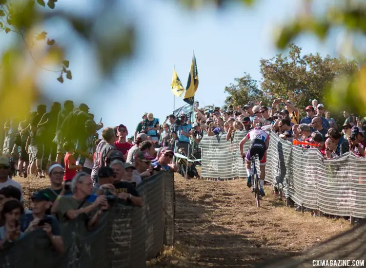 Mathieu van der Poel rode Mt. Krumpit and climbed away from his competition. 2017 Jingle Cross World Cup, Elite Men. © A. Yee / Cyclocross Magazine