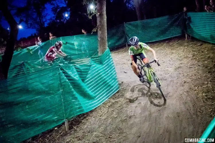 Keough in command ahead of Maghalie Rochette. Elite Women, 2017 Jingle Cross Day 1 UCI C1 (Friday Night). © J. Curtes / Cyclocross Magazine