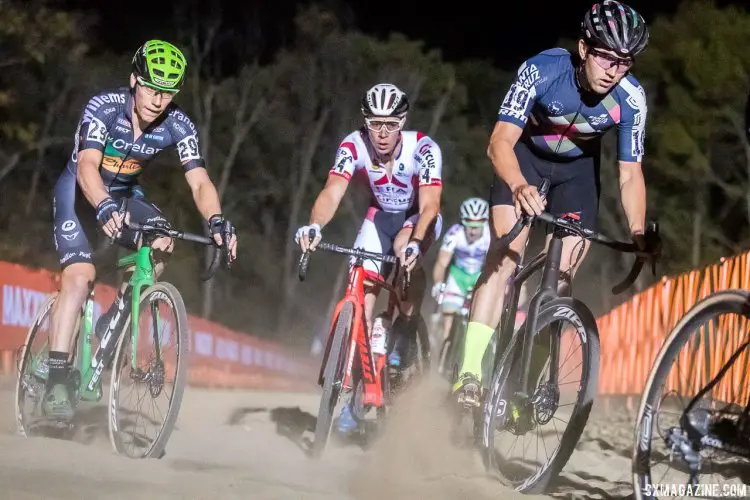 Laurens Sweeck bided his time early in the race and kept his cool under the lights. Elite Men, 2017 Jingle Cross Day 1 UCI C1 (Friday Night). © J. Curtes / Cyclocross Magazine