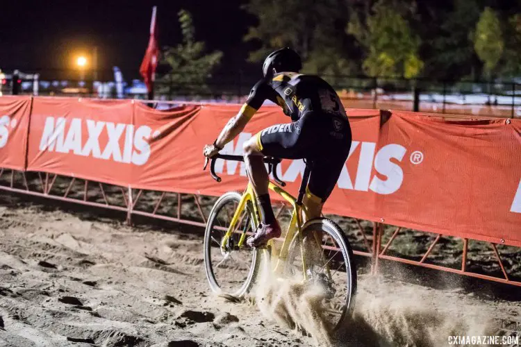 Iowa delivered a long, straight sand pit. Elite Men, 2017 Jingle Cross Day 1 UCI C1 (Friday Night). © J. Curtes / Cyclocross Magazine