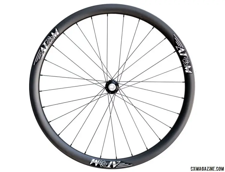 The $1,800, 1,420g Atom Composites CR38 carbon tubular wheelset. © Cyclocross Magazine