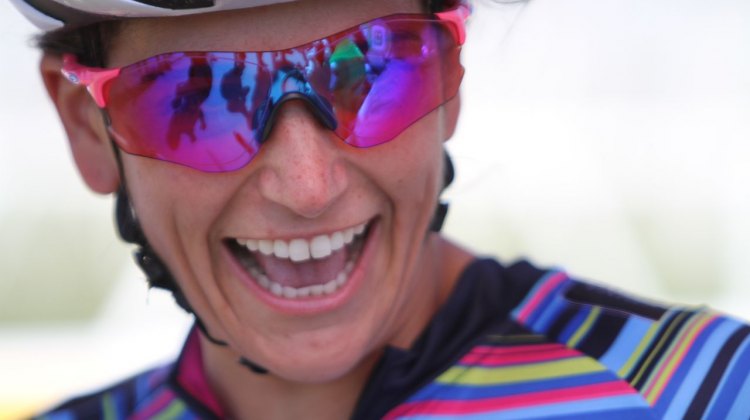 Courtenay McFadden is all smiles before the start of Friday's C2 race at the Trek CX Cup. © D. Mable / cxmagazine.com