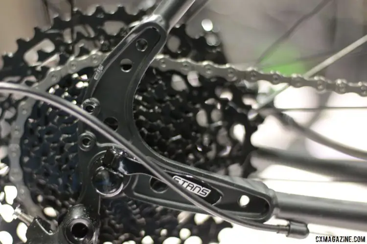 LandYachtz's $1700 Columbus Cromor steel drop bar do-it-all CB2 bike features an industrial-looking rear dropout that features fittings for all the racks and fenders you could want. And as the sticker suggests, the dropouts are without tubes - they're solid. Interbike 2017 © Cyclocross Magazine