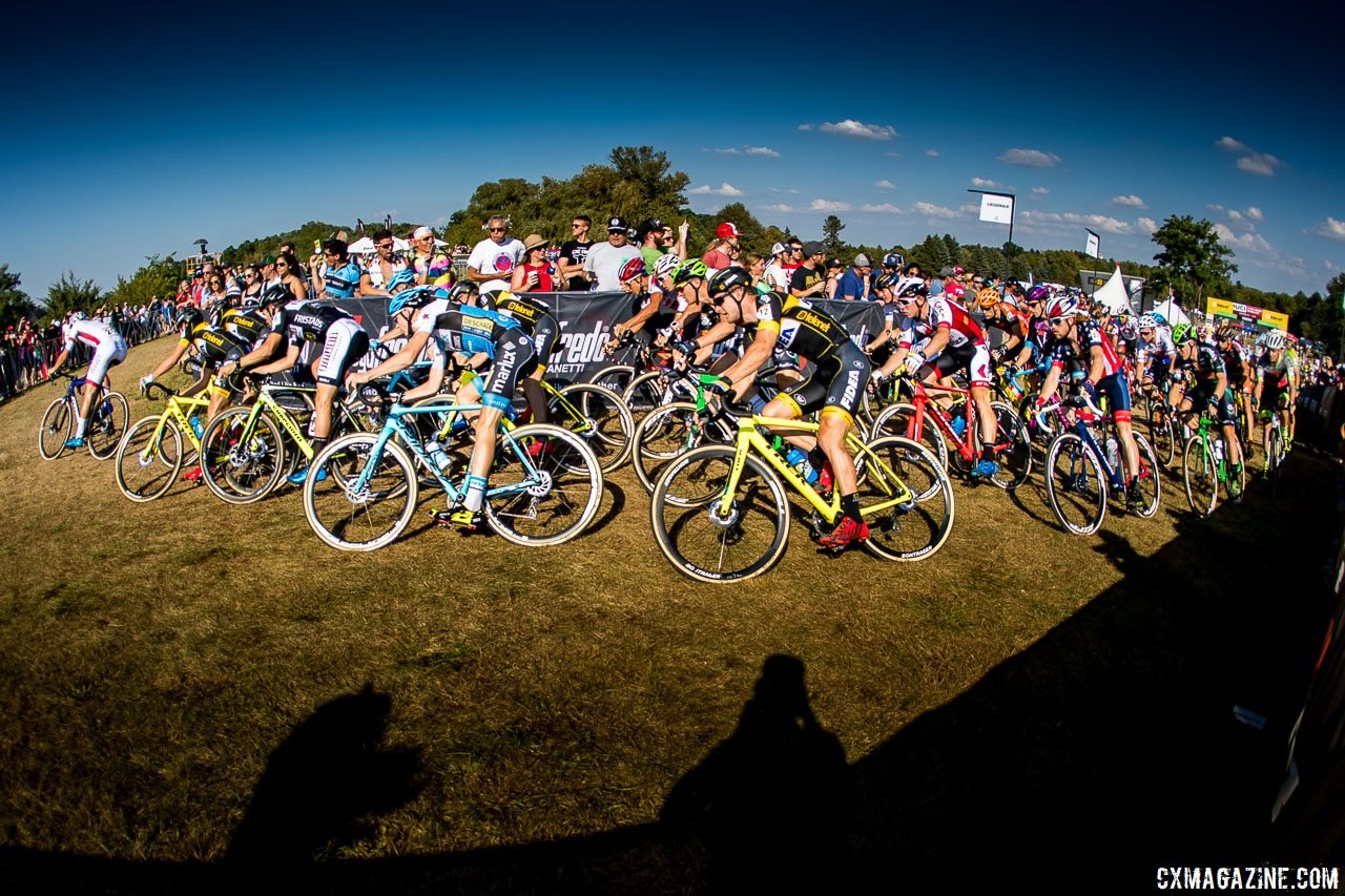 Short, intense intervals can help prepare you for the short bursts of acceleration cyclocross requires. 2017 World Cup Waterloo © J. Curtes / Cyclocross Magazine