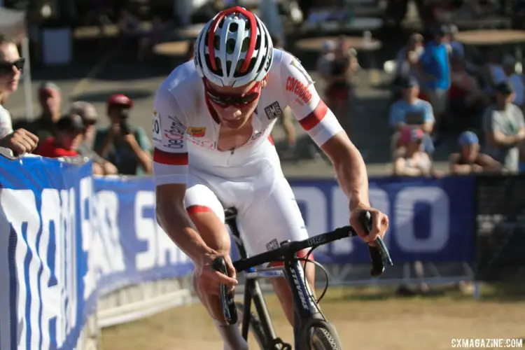 Mathieu van der Poel (Beobank-Corendon) dominated again in Waterloo. 2017 World Cup Waterloo Elite Men. © D. Mable / Cyclocross Magazine