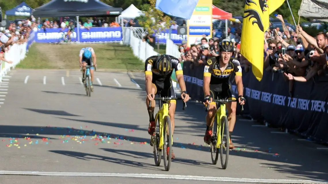 Corne van Kessel and Daan Soete finish 2-3 at the 2017 World Cup Waterloo. Elite Men. © D. Mable / Cyclocross Magazine