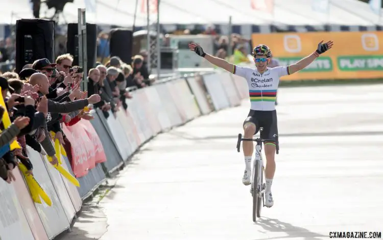 Wout van Aert takes his second win of the week. Elite Men, Cyclocross Superprestige Niels Albert #3 - Boom, BE. © Balint Hamvas / Cyclocross Magazine