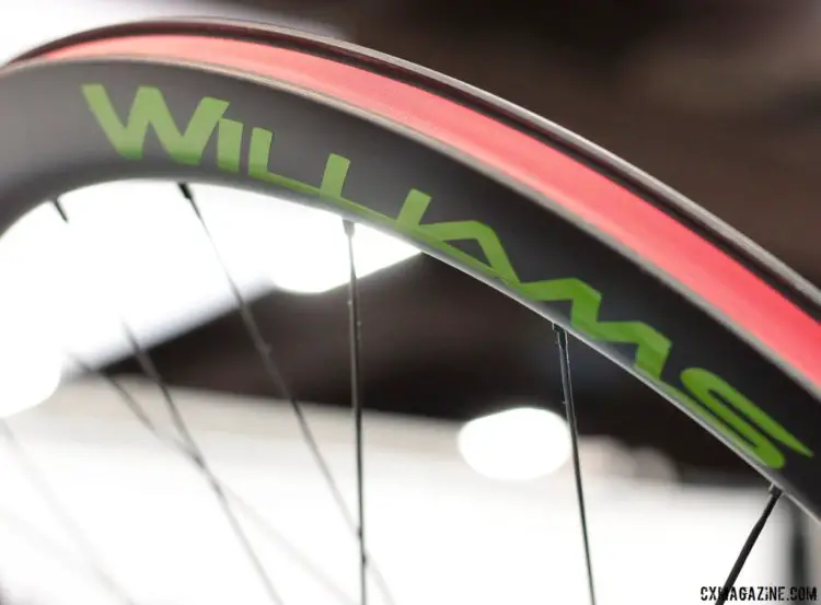 Williams Cycling's System 45 carbon disc wheels is the company's answer to a disc brake road, cyclocross and gravel wheelset. 26mm wide, 18.6mm internal. Sapim CX Ray spokes. Interbike 2017 © Cyclocross Magazine