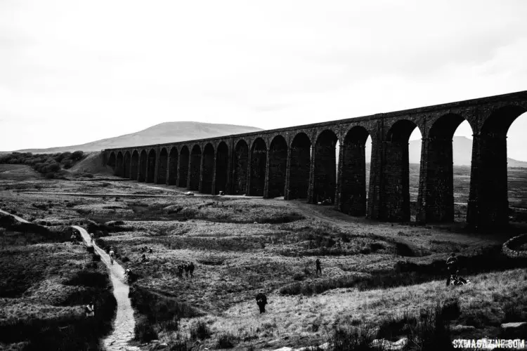 The Ribblehead viaduct is one of the iconic features of the Three Peaks route. 2017 Three Peaks Cyclocross. © D. Monaghan / Cyclocross Magazine