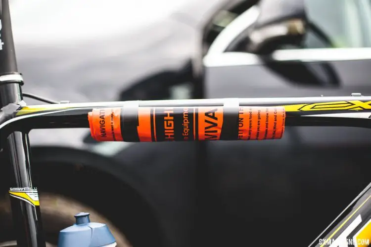 Riders must carry a survival bag during the Three Peaks race. Many use the top tube for storage. 2017 Three Peaks Cyclocross. © D. Monaghan / Cyclocross Magazine