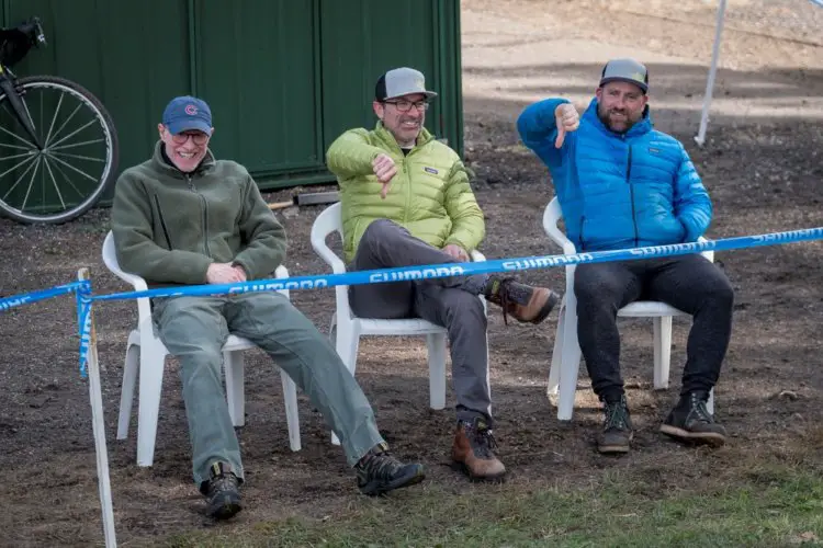 Fans offer their thoughts on the weekend's wet, windy weather. 2017 Green Acres CX. © Todd Fawcett Photography