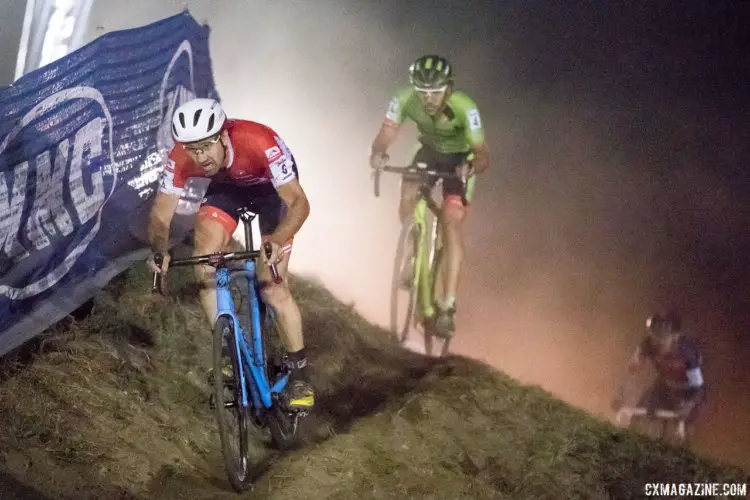 Jamey Driscoll (Donnelly) stays focused during early evening racing. 2017 KMC Cross Fest Day 1 (Friday) © J. Curtes / Cyclocross Magazine