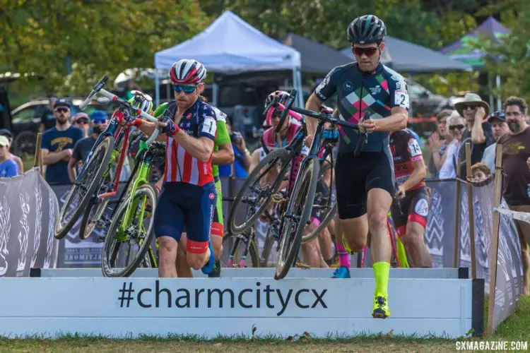 After the selection had been made Ortenblad, Hyde, Powers, and Werner would continue to battle for the lead. 2017 Charm City Cross Day 1 © M. Colton / Cyclocross Magazine