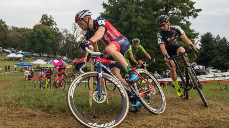 Stephen Hyde withstood the challenge of several riders in the men's field Sunday. 2017 Charm City Cross Day 2. © M. Colton / Cyclocross Magazine