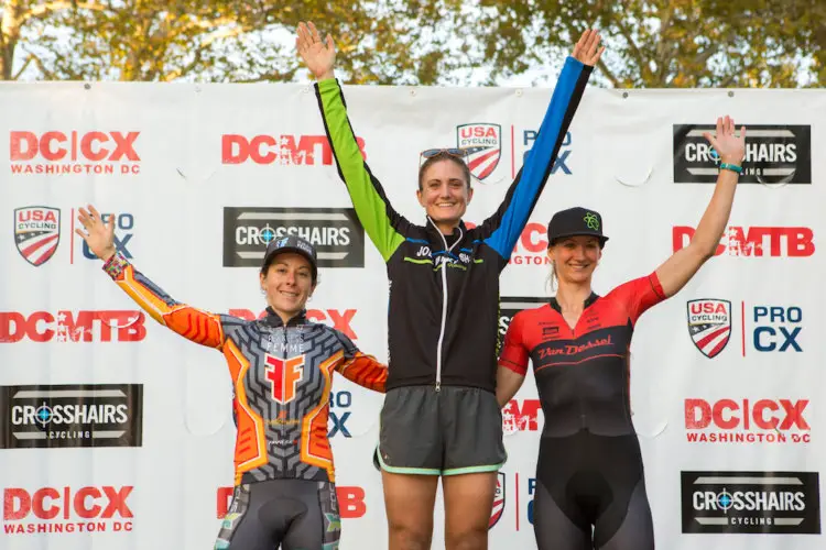 Women's podium: Carla Williams, Cassie Maximenko and Arley Kemmerer. 2017 DCCX Day 2. © Bruce Buckley Photo
