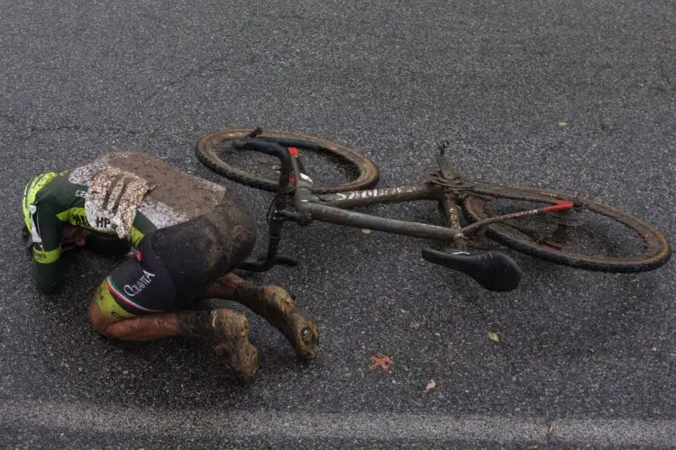 Stacey Barbossa shows the effects of Sunday's mudder at HPCX Day 2. photo: Sean Runnette 