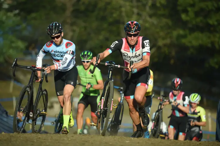 Powers and Ortenblad race up a run-up. 2017 GP of Gloucester Day 2. photo: Chris McIntosh