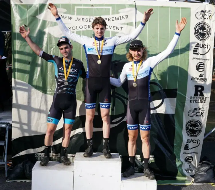 HPCX Day 1 Men's podium: Jack Kisseberth, Justin Lindine and Sam Smith. photo: Jesus Rivera