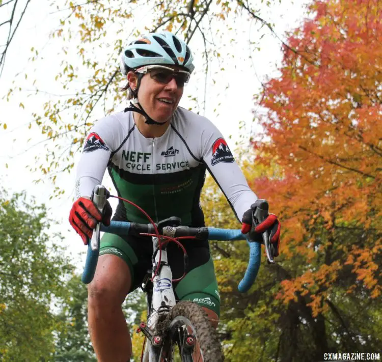 Meredith Peterson Turany shined bright with a third-place finish. 2017 Fitcherona Cross Omnium - McGaw Park. © Z. Schuster / Cyclocross Magazine