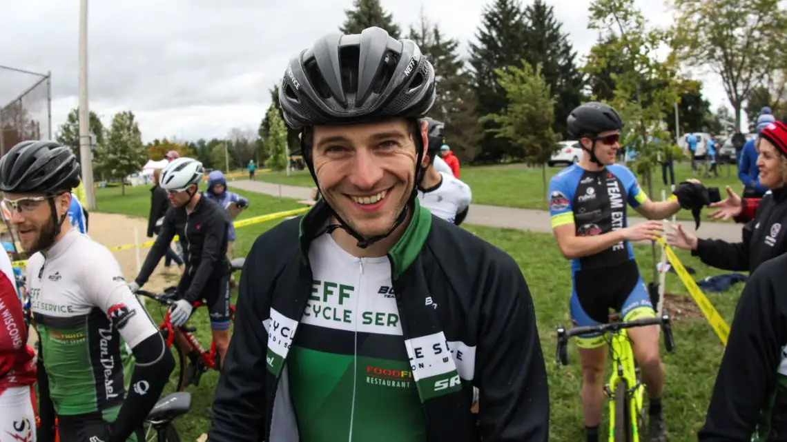 Isaac Neff is all smiley before his race. 2017 Fitcherona Cross Omnium - McGaw Park. © Z. Schuster / Cyclocross Magazine