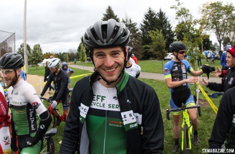 Isaac Neff is all smiley before his race. 2017 Fitcherona Cross Omnium - McGaw Park. © Z. Schuster / Cyclocross Magazine