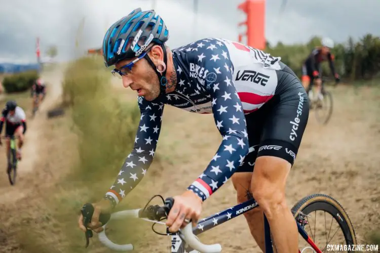 Adam Myerson got the chance to race in his Stars and Stripes kit on Saturday. 2017 KMC Cross Fest Day 1 (Friday) © J. Curtes / Cyclocross Magazine