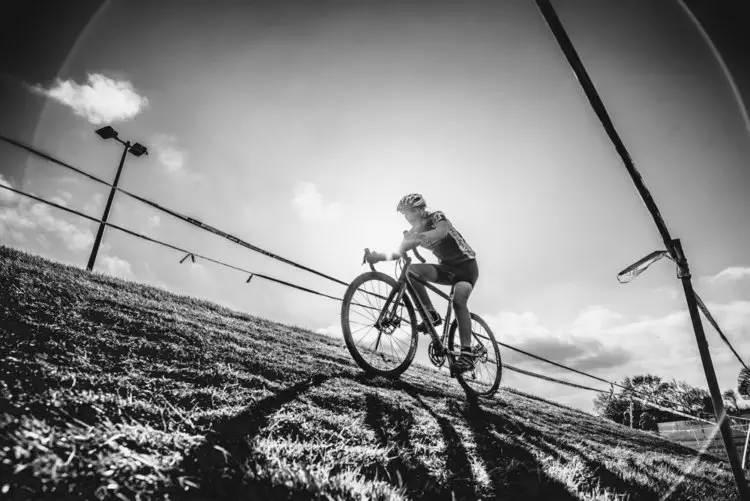 A fairly technical part of the course, trying hard not to fall off. © C. Morley