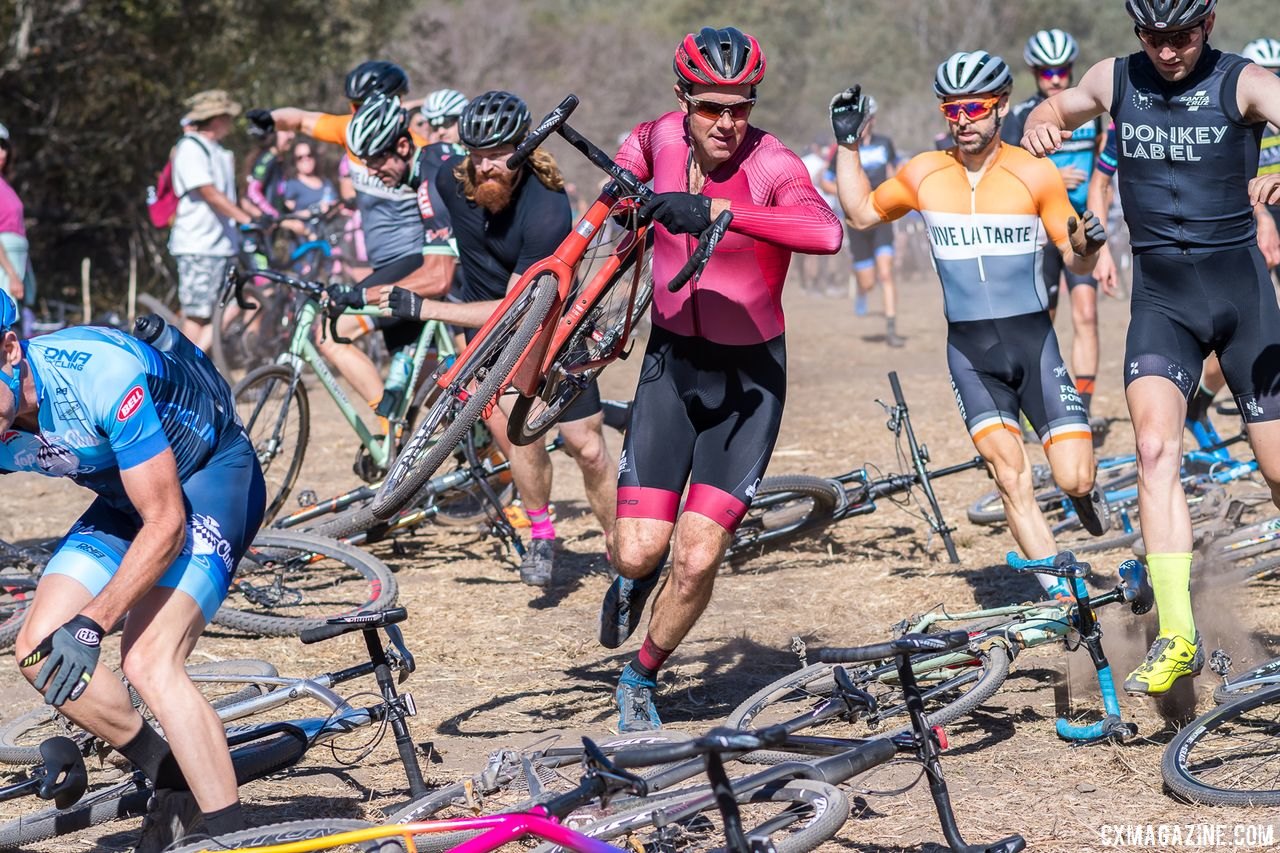 Justin Robinson took the holeshot in the Men's A race. 2017 Rock Lobster Cup, Wilder Ranch. © J. Vander Stucken / Cyclocross Magazine