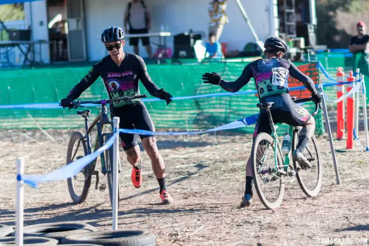 Team King Cog Oakland tags off in the relay race to finish the day. 2017 Rock Lobster Cup, Wilder Ranch. © J. Vander Stucken / Cyclocross Magazine