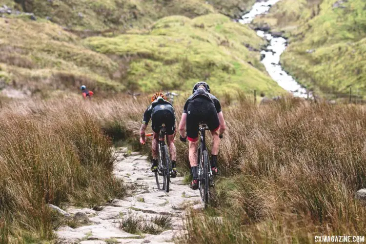 Sometimes you take the wrong path - riders and bikes suffer on the decent of Whernside. 2017 Three Peaks Cyclocross. © D. Monaghan / Cyclocross Magazine