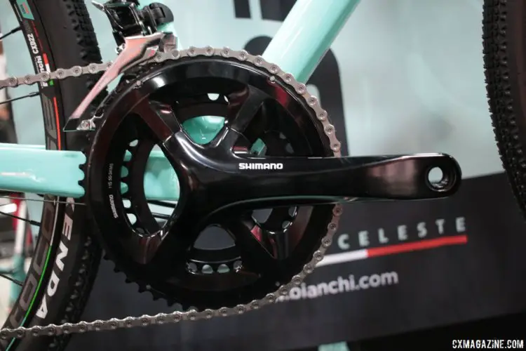 2018 Bianchi Impulso Allroad bike, with hydraulic flat mount brakes, thru axles, and a new alloy frame. Interbike 2017. © Cyclocross Magazine