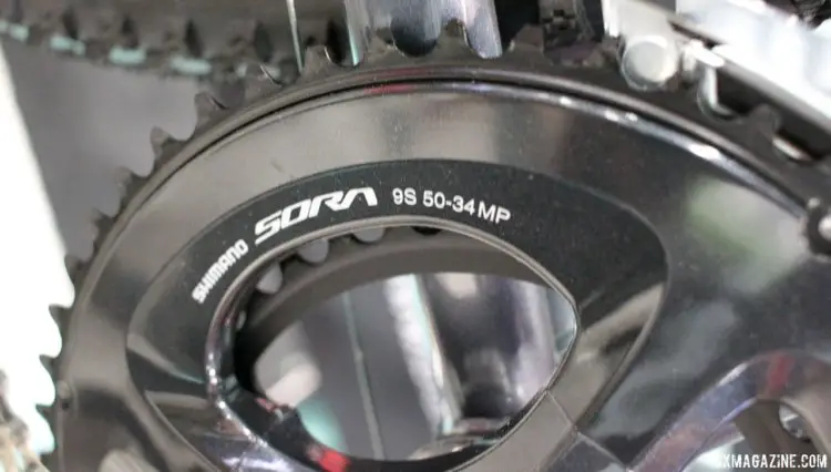 2018 Bianchi disc brake Orso comes with Sora 50-34 compact gearing. Interbike 2017. © Cyclocross Magazine